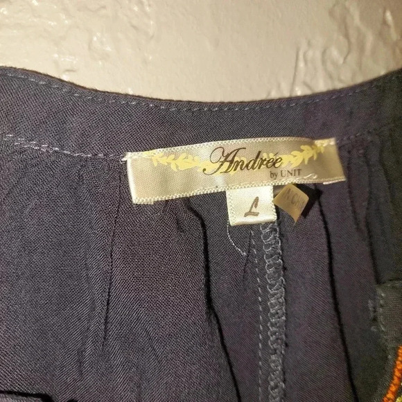 Andree By Unit Shirt Womens Large Multicolor Floral Embroidery Boho Sleeveless - Picture 4 of 6